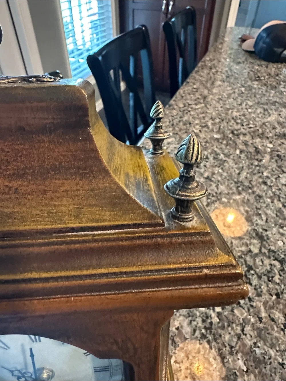 Vintage Wood Brass Mantel Clock